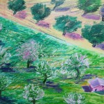"Peach and Olive Trees"