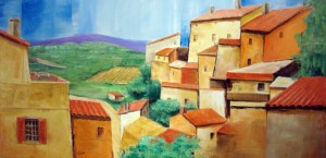 Cotes du Rhone, Lee Chabot, Oil on Canvas